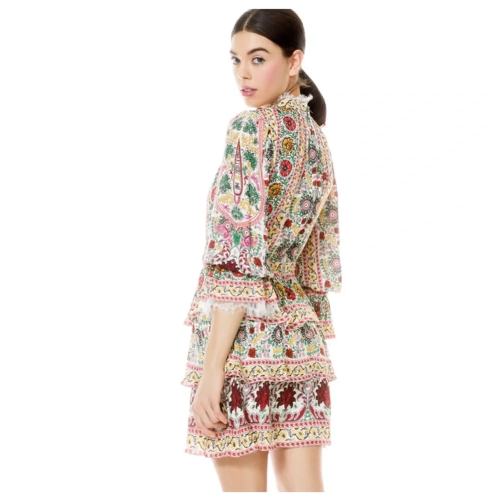 ALICE + OLIVIA Lawson Mock Neck Floral Mini Dress - Picture 4 of 13